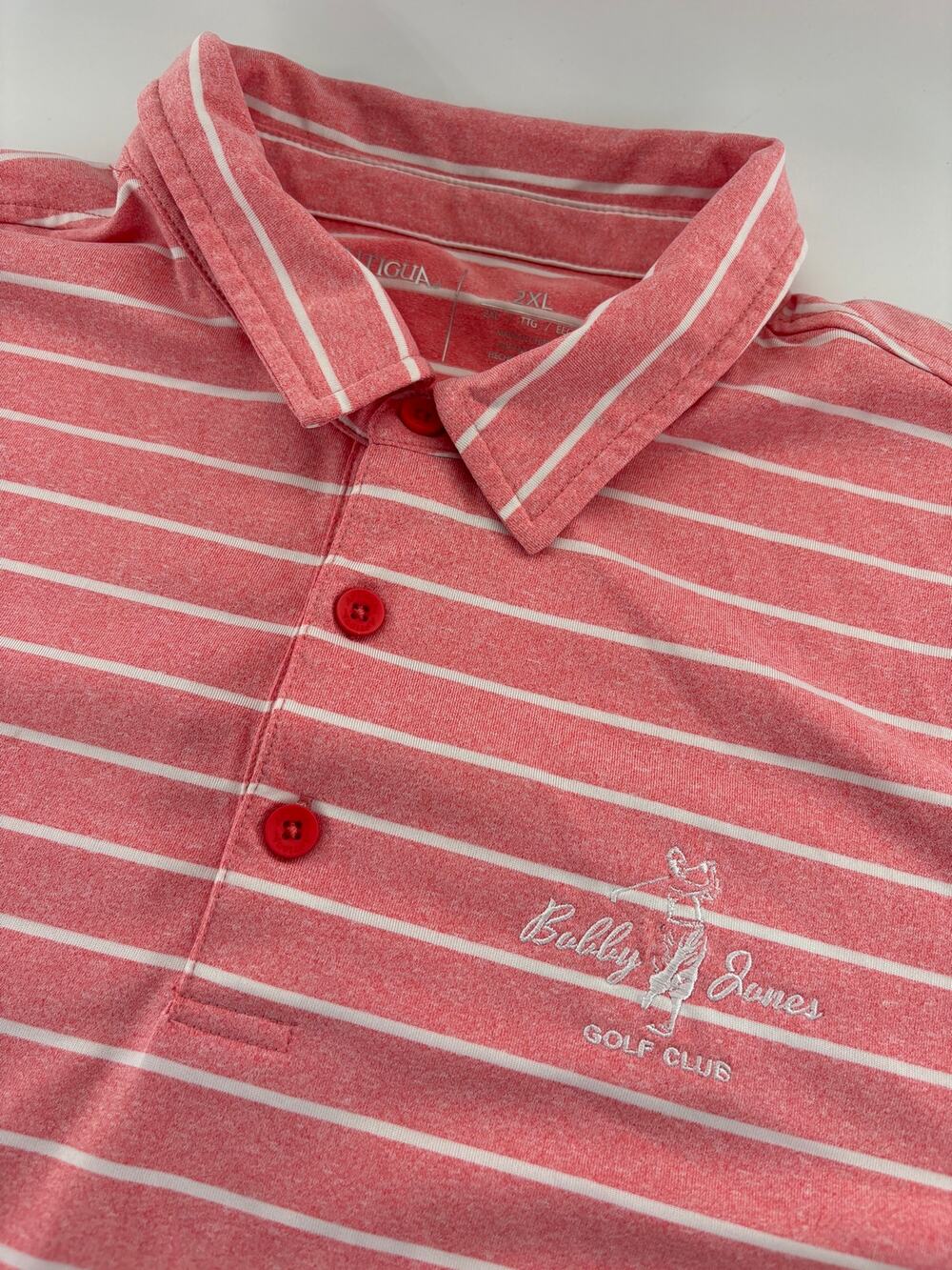 Antigua Bobby Jones Golf Club Polo Coral Heather Stripe Mens 2XL
